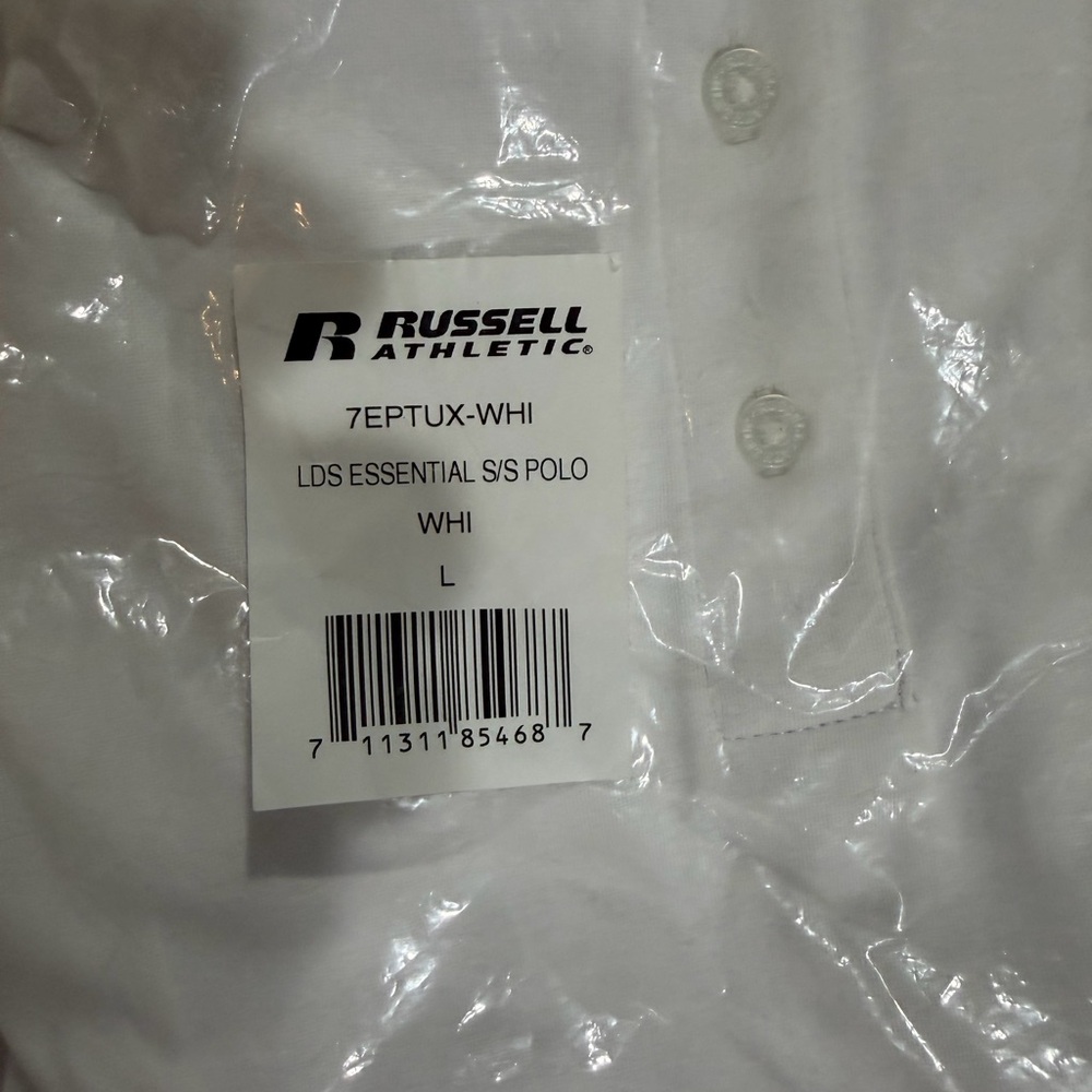 Russell Athletic Women’s White Button Down Polo Shirt Size Large - Picture 5 of 5
